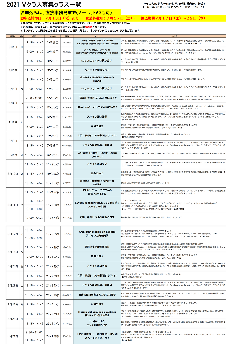夏期特別 V クラス21 横浜でスペイン語なら横浜スペイン語センター
